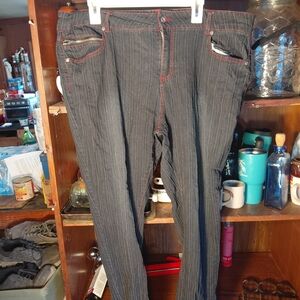 Women's Black Pinstripe Flare Jeans